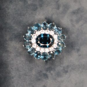 Blue and white topaz statement ring sz7